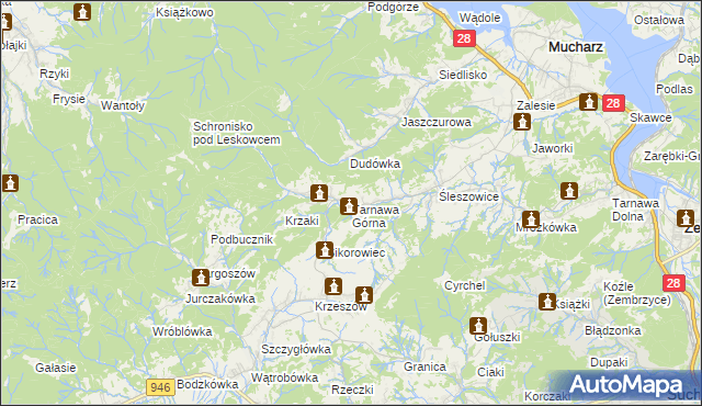 mapa Tarnawa Górna gmina Zembrzyce, Tarnawa Górna gmina Zembrzyce na mapie Targeo