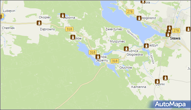 mapa Tarnów Jezierny, Tarnów Jezierny na mapie Targeo