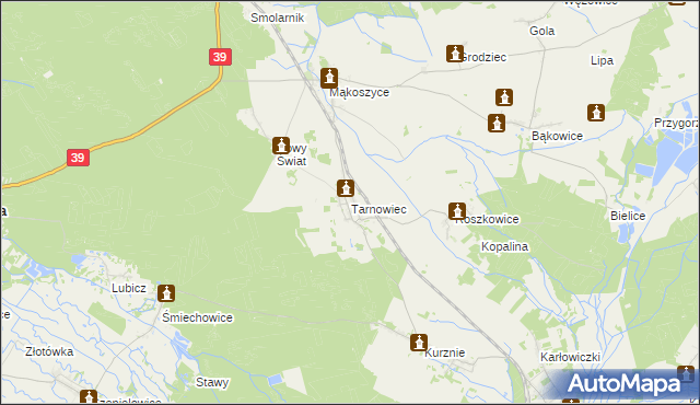 mapa Tarnowiec gmina Lubsza, Tarnowiec gmina Lubsza na mapie Targeo