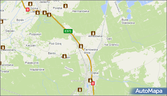 mapa Tarnowska Wola gmina Nowa Dęba, Tarnowska Wola gmina Nowa Dęba na mapie Targeo