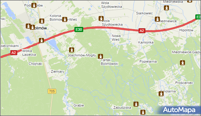 mapa Tartak Bolimowski, Tartak Bolimowski na mapie Targeo