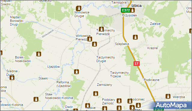 mapa Tarzymiechy Drugie, Tarzymiechy Drugie na mapie Targeo