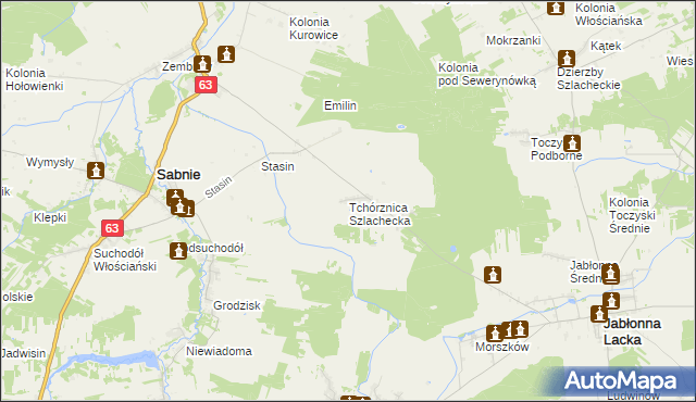 mapa Tchórznica Szlachecka, Tchórznica Szlachecka na mapie Targeo