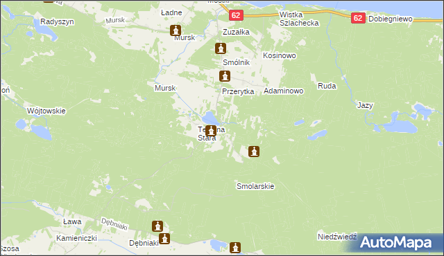 mapa Telążna Leśna, Telążna Leśna na mapie Targeo