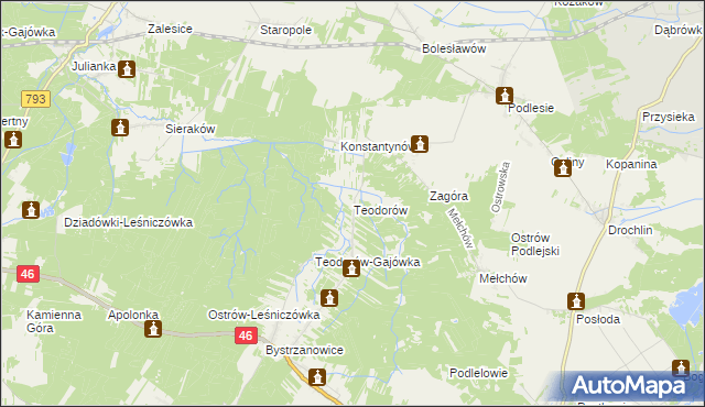 mapa Teodorów gmina Janów, Teodorów gmina Janów na mapie Targeo