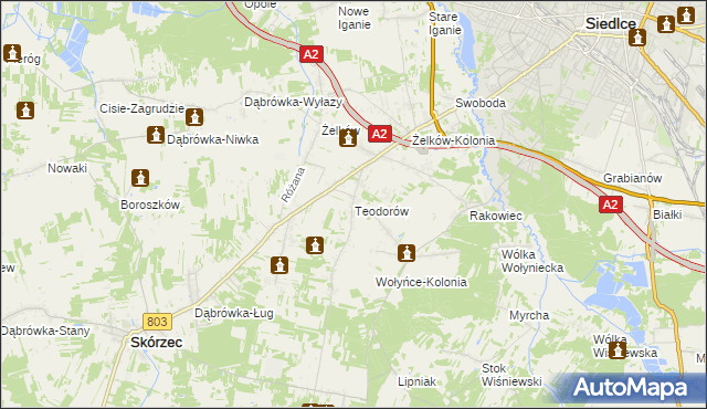 mapa Teodorów gmina Skórzec, Teodorów gmina Skórzec na mapie Targeo