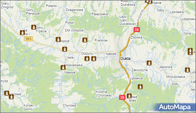 mapa Teodorówka gmina Dukla, Teodorówka gmina Dukla na mapie Targeo