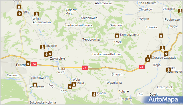 mapa Teodorówka-Kolonia, Teodorówka-Kolonia na mapie Targeo