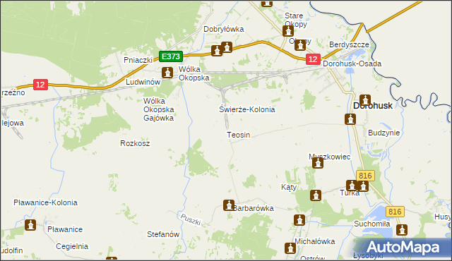 mapa Teosin, Teosin na mapie Targeo