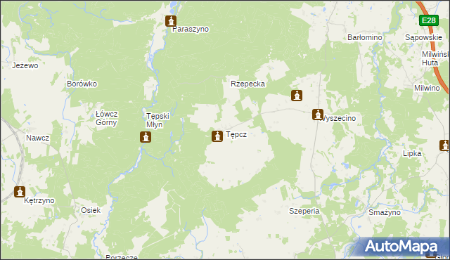 mapa Tępcz, Tępcz na mapie Targeo