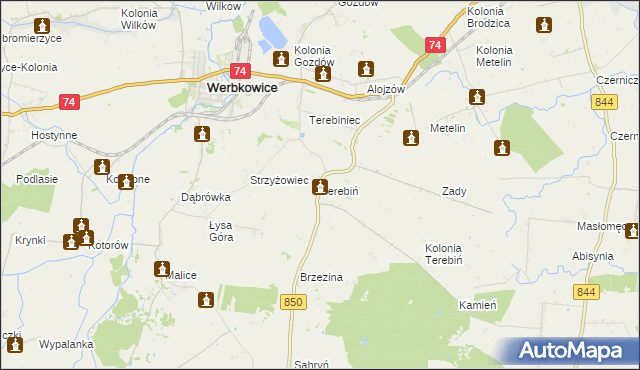 mapa Terebiń, Terebiń na mapie Targeo