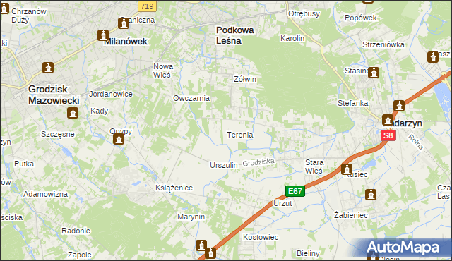 mapa Terenia, Terenia na mapie Targeo