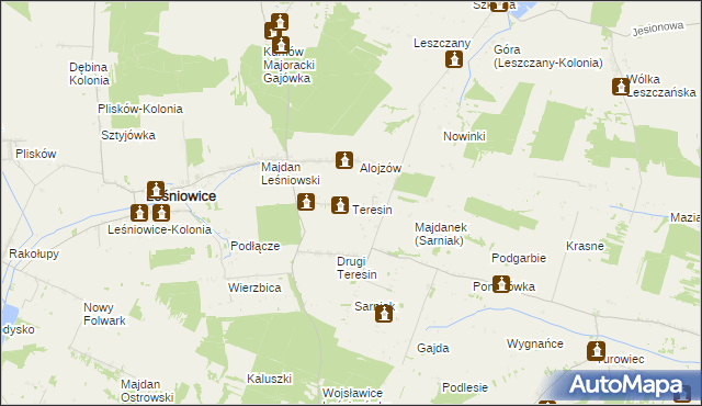 mapa Teresin gmina Leśniowice, Teresin gmina Leśniowice na mapie Targeo