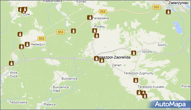 mapa Tereszpol-Zaorenda, Tereszpol-Zaorenda na mapie Targeo