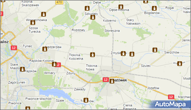 mapa Tłokinia Wielka, Tłokinia Wielka na mapie Targeo