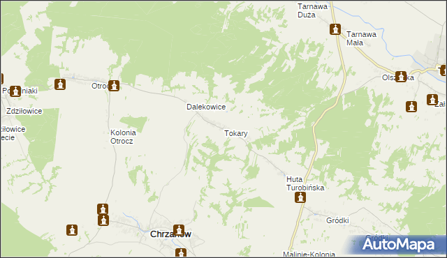 mapa Tokary gmina Turobin, Tokary gmina Turobin na mapie Targeo