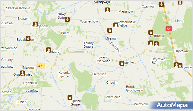 mapa Tokary Pierwsze, Tokary Pierwsze na mapie Targeo