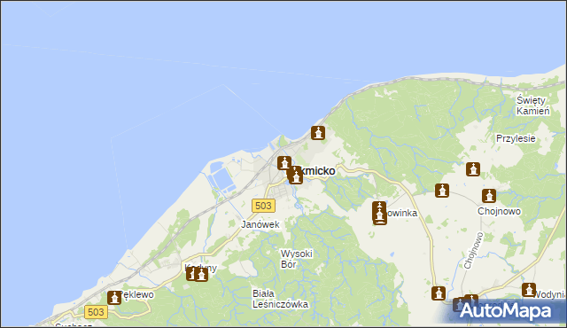 mapa Tolkmicko, Tolkmicko na mapie Targeo