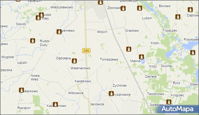 mapa Tomaszewo gmina Wierzbinek, Tomaszewo gmina Wierzbinek na mapie Targeo