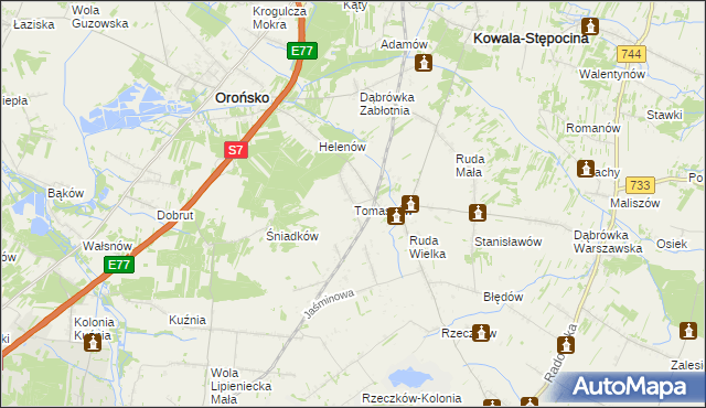 mapa Tomaszów gmina Orońsko, Tomaszów gmina Orońsko na mapie Targeo