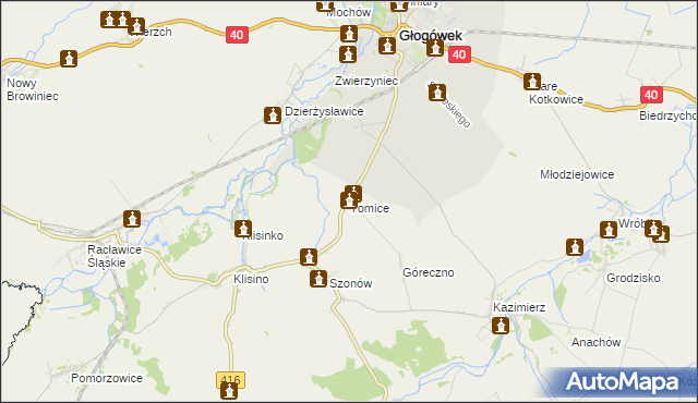 mapa Tomice gmina Głogówek, Tomice gmina Głogówek na mapie Targeo