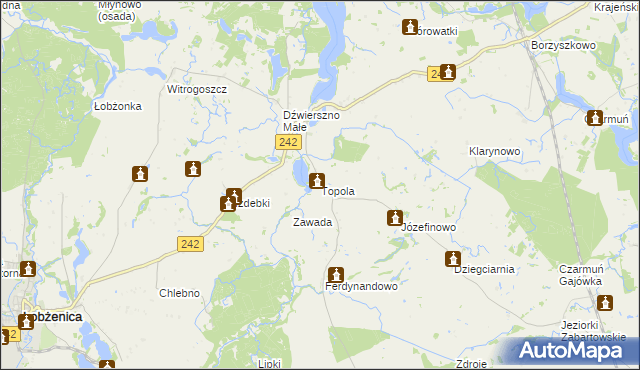 mapa Topola gmina Łobżenica, Topola gmina Łobżenica na mapie Targeo