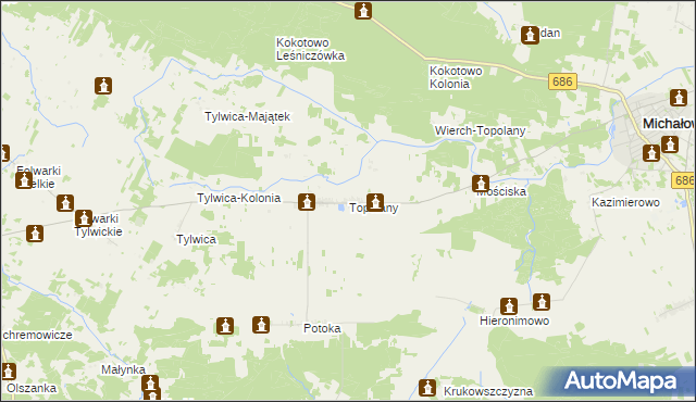 mapa Topolany, Topolany na mapie Targeo