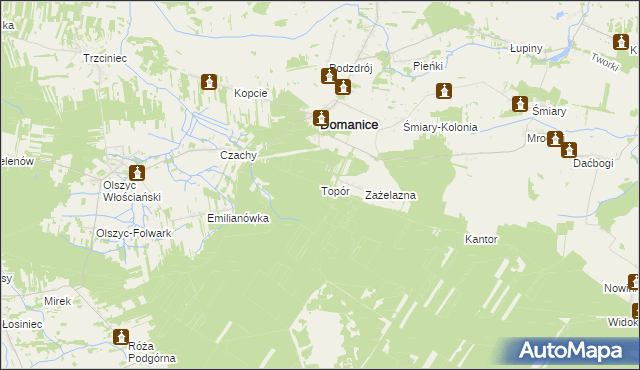 mapa Topór gmina Łuków, Topór gmina Łuków na mapie Targeo