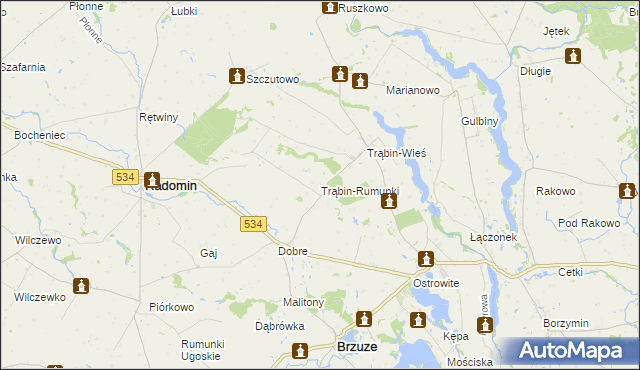 mapa Trąbin-Rumunki, Trąbin-Rumunki na mapie Targeo