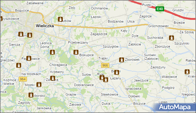 mapa Trąbki gmina Biskupice, Trąbki gmina Biskupice na mapie Targeo