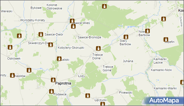 mapa Trębice Dolne, Trębice Dolne na mapie Targeo