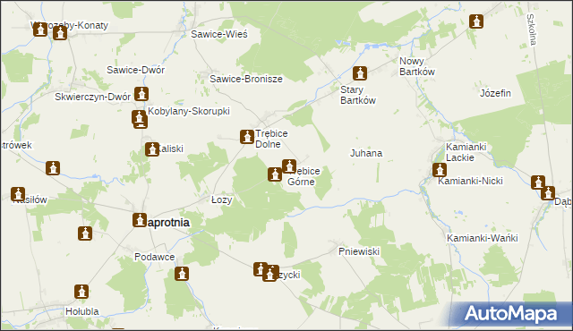 mapa Trębice Górne, Trębice Górne na mapie Targeo