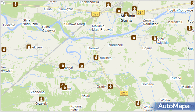 mapa Treblinka, Treblinka na mapie Targeo