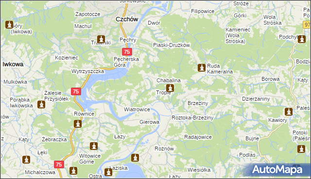 mapa Tropie gmina Gródek nad Dunajcem, Tropie gmina Gródek nad Dunajcem na mapie Targeo