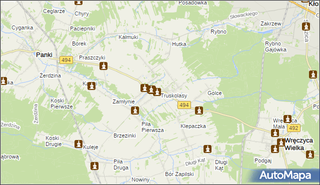 mapa Truskolasy gmina Wręczyca Wielka, Truskolasy gmina Wręczyca Wielka na mapie Targeo