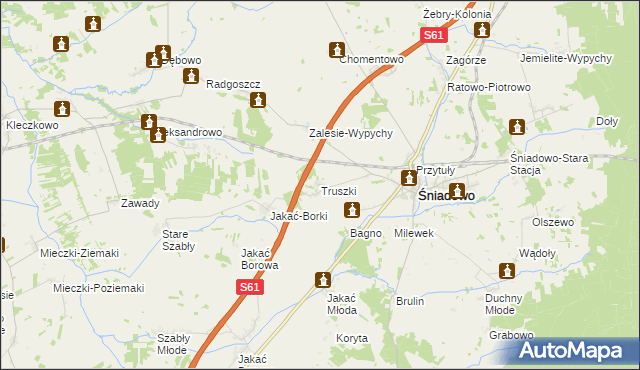 mapa Truszki gmina Śniadowo, Truszki gmina Śniadowo na mapie Targeo