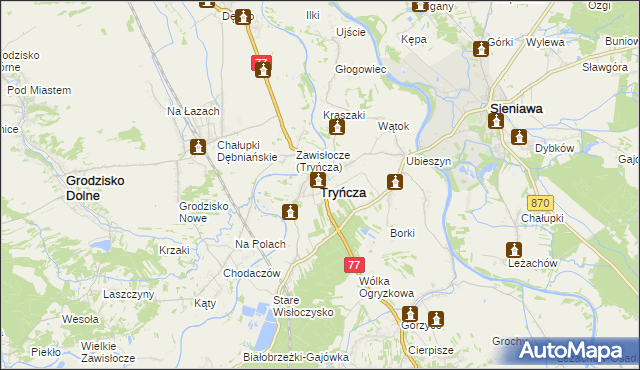 mapa Tryńcza, Tryńcza na mapie Targeo