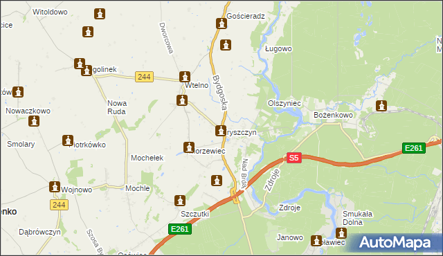 mapa Tryszczyn, Tryszczyn na mapie Targeo