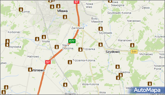 mapa Trzcianka gmina Szydłowo, Trzcianka gmina Szydłowo na mapie Targeo