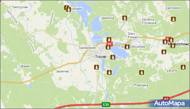 mapa Trzciel powiat międzyrzecki, Trzciel powiat międzyrzecki na mapie Targeo