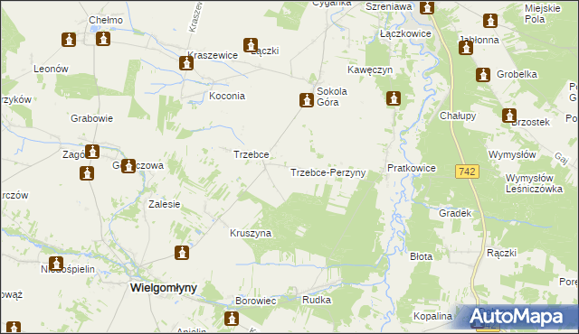 mapa Trzebce-Perzyny, Trzebce-Perzyny na mapie Targeo