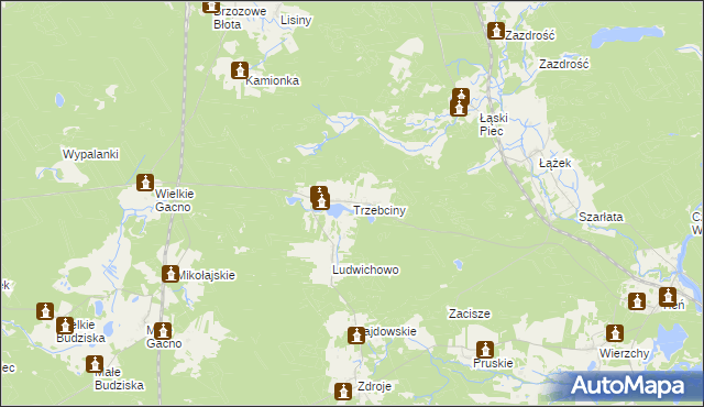 mapa Trzebciny, Trzebciny na mapie Targeo