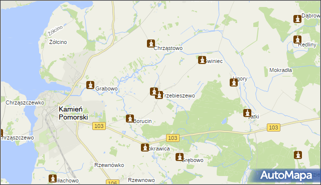 mapa Trzebieszewo, Trzebieszewo na mapie Targeo