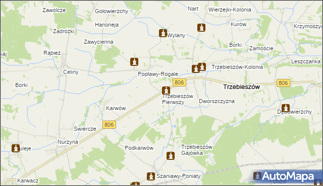 mapa Trzebieszów Pierwszy, Trzebieszów Pierwszy na mapie Targeo