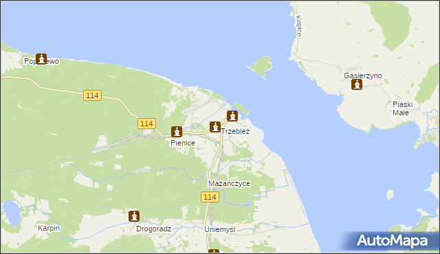 mapa Trzebież, Trzebież na mapie Targeo