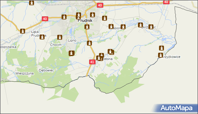 mapa Trzebina gmina Lubrza, Trzebina gmina Lubrza na mapie Targeo