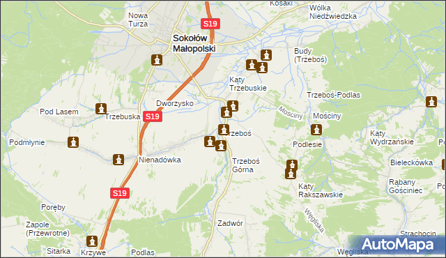 mapa Trzeboś, Trzeboś na mapie Targeo