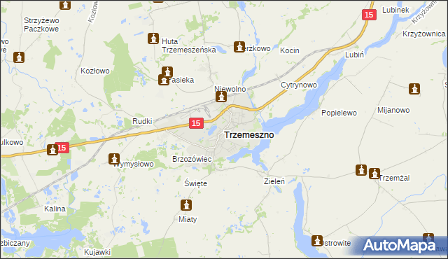 mapa Trzemeszno powiat gnieźnieński, Trzemeszno powiat gnieźnieński na mapie Targeo