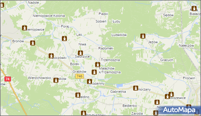 mapa Trzemoszna, Trzemoszna na mapie Targeo