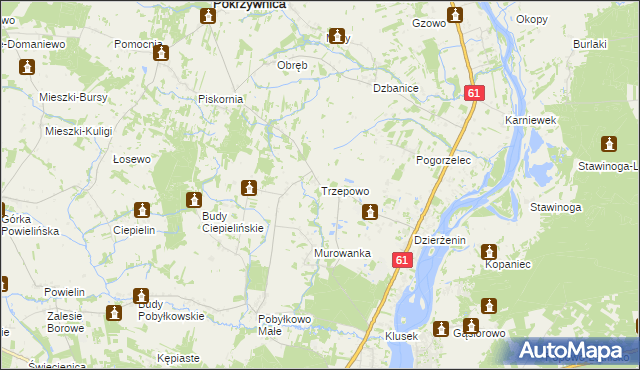 mapa Trzepowo gmina Pokrzywnica, Trzepowo gmina Pokrzywnica na mapie Targeo